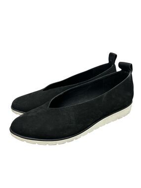 Eileen Fisher Humor wedge ballet flat in black suede white outsole shoes 6.5